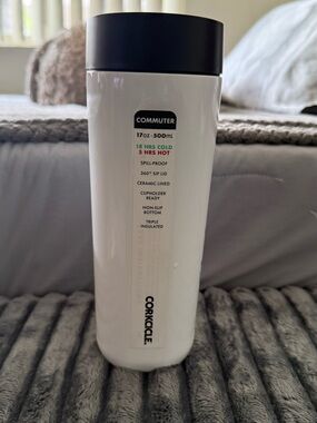 Corkcicle White Travel Tumbler with Black Base